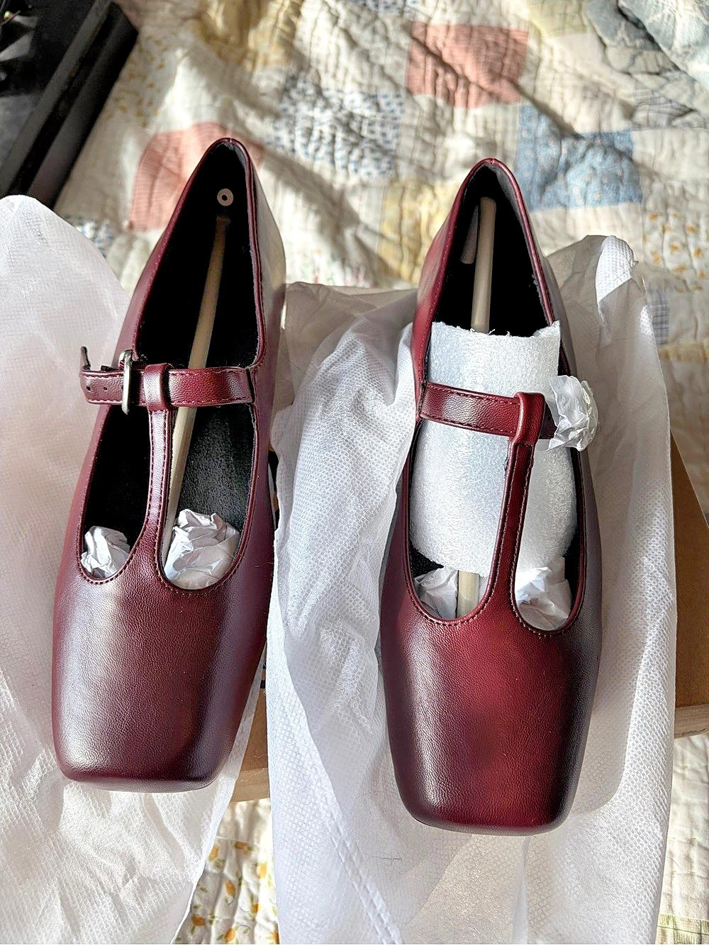 Current Mood Burgundy Mary Jane Flats New Never Worn